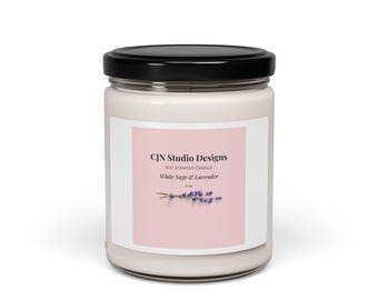 White Sage & Lavender Candle | Soy Candle, 9oz Jar