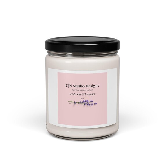 White Sage & Lavender Candle | Soy Candle, 9oz Jar