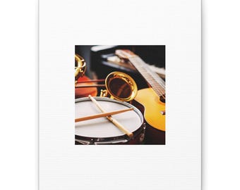 Acoustic Instruments Drum Sticks and Guitar Canvas
