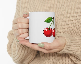 Cherry Illustration Ceramic Mug | Playful Kitchen Decor