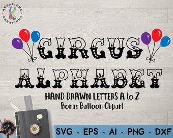 Circus Alphabet Letters Font svg Circus theme letters SVG cut cutting files Cricut Silhouette Instant Download vector svg png eps dxf