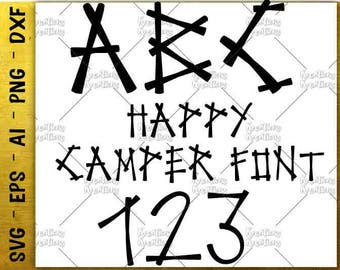 Happy Camper svg alphabet camper letters camper alphabet font silhouette cameo cricut cut cuttable cutting file vector svg eps png