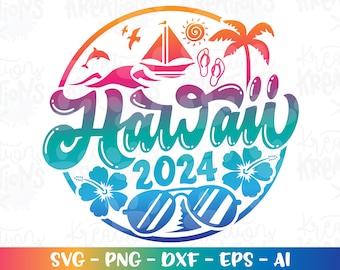 HAWAII Beach svg Summer Beach emblem svg hand drawn svg print decal iron on cut file silhouette cricut cameo instant download vector png