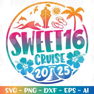  Kreuzfahrtschiff Svg Sweet 16 Birthday Cruise Emblem Cruisin' Shirt Print Svg Aufkleber Schnittdatei Silhouette Cricut Cameo Sofort Download Vektor PNG