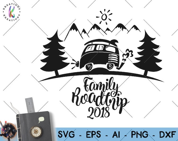 Download Family Road Trip svg Family Vacation Van Mountain Trees ...