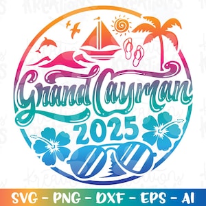Grand CAYMAN svg zomer strand embleem svg Kaaimaneilanden Caribische print sticker opstrijkbare gesneden bestand silhouette cricut cameo download vector png