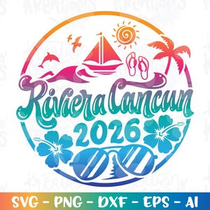 Riviera Cancun SVG Mexico Summer Beach spring break print decal iron on cut file silhouette cricut cameo download vector png Sublimation