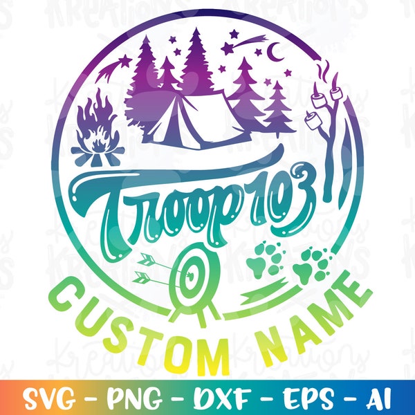 TROOP Camping Trip svg Custom Troop Number Customized Girls Boys print decal iron on cut file silhouette cricut cameo download vector png