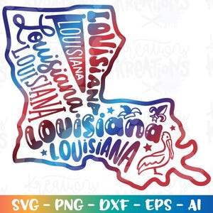 Louisiana State SVG handgezeichnete 4. Juli USA Zustand Pelikan Schnittdatei druckbare Datei Silhouette Cricut Studio Download png Sublimation