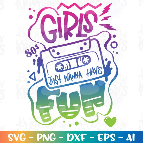 Girls svg mixed tape 80s vibes music casset cute 80s sublimation print iron on cut file silhouette cricut cameo download vector png