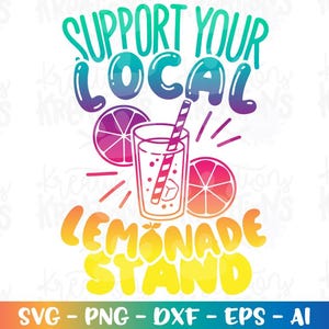 Steun je lokale limonadestandaard svg zomerlimonadestandaard schattige kinderen afdrukbaar opstrijkbaar gesneden bestand Cricut silhouet digitale download kunst aan de muur