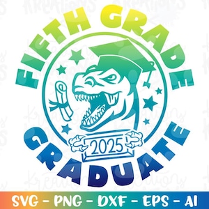 Quinta SÉRIE Graduado Dinossauro svg 5ª série Citação de formatura T-Rex decalque impressão ferro em arquivo de corte Cricut Silhueta Download vetor SVG png