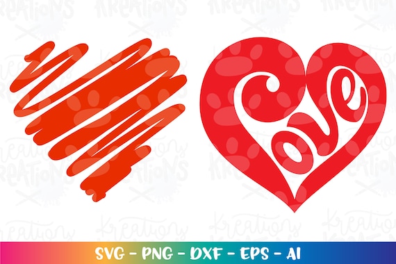 Download Scribble Heart Svg Love Heart Shape Valentines Day Romance Etsy