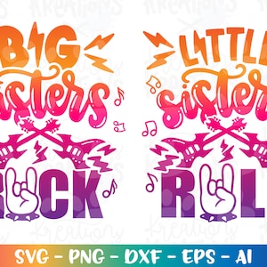 Große Schwestern Rock svg kleine Schwestern Roll SVG Neugeborenen Familiendruck Aufbügeln Schnittdateien Cricut Silhouette Download vektorsublimation png dxf