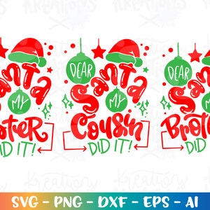 Lieber Santa, meine Bruder Schwester hat es geschafft! SVG Niedlich Weihnachten Kinder lustig Druck Aufbügler Schnitt Dateien Cricut Silhouette Download sublimation dxf Png