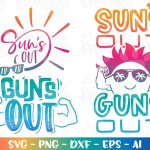 Suns out Guns out svg Beach decal print shirt funny pineapple svg cut cutting file silhouette cricut instant download vector svg eps png dxf