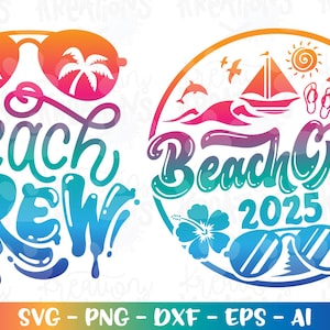 Beach Crew svg palm trees svg Beach sunglasses beach summer print decal iron on cut file Cricut Silhouette Download vector SVG png eps dxf