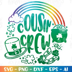 Cousin équipage SVG Saint-Patrick éléments citation Leprechaun svg impression fer sur fichiers couleur coupe Cricut Silhouette vecteur png eps dxf
