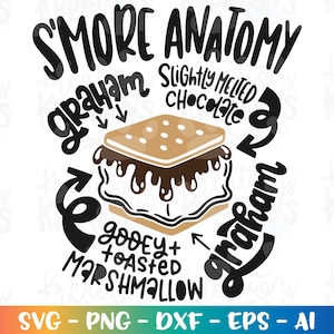 S'more Anatomy SVG S'more Lover Camping Marshamllow decal print iron on cut file Cricut Silhouette  Download vector png dxf Sublimation