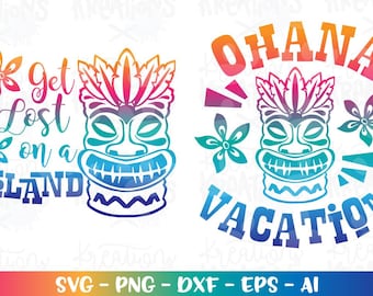 Familien Urlaub SVG PNG Ohana Urlaub Tiki Tropisch Sommer Hawaii Zitate schneiden Schneidedateien Cricut Silhouette Download vektor png dxf