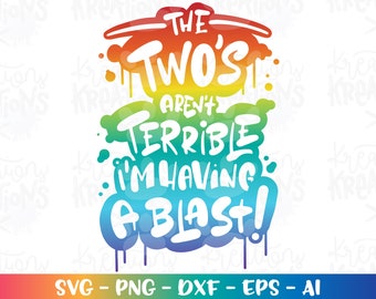 Cumpleaños SVG. ¡Los dos no están mal, me lo estoy pasando genial! Impresión de 2 años, archivo de corte para planchar, Cricut Silhouette, descarga de vectores para sublimación.