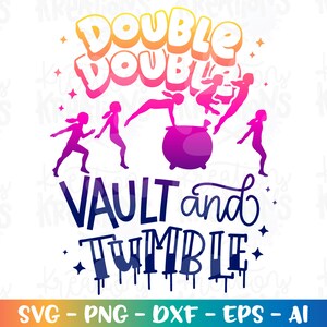 Doppel, Doppel Vault und Tumble SVG Halloween Gymnastik Druck Eisen auf Farbe Schnittdateien Cricut Silhouette Cameo Download dxf png Sublimation
