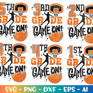 De volta às aulas SVG Basketball Game On Bundle Kinder - 6ª série Primeiro dia de aula crianças lindo menino cor corte arquivo download vetor sublimação