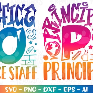 Terug naar school svg School PRINCIPAL svg klasse graffiti stijl kleur leraar afdruk opstrijkbare gesneden bestand download vector png dxf sublimatie