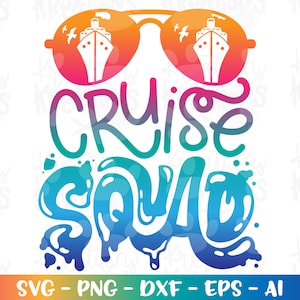 Bateau de croisière svg Cruise Squad lunettes de soleil croisière chemise impression famille cousin fer à repasser sur impression couper fichier silhouette cricut camée téléchargement vecteur png