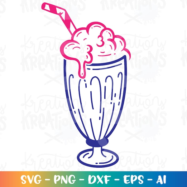 Milkshake SVG hand drawnclipart milkshake cute drink shake print iron on cut files Cricut Silhouette Instant Download vector SVG png eps dxf