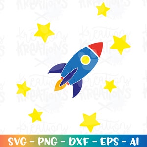 Rocket SVG birthday SVG / theme stars boy girl svg  cut cuttable cutting files Cricut Silhouette / Instant Download vector SVG png eps dxf