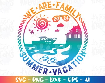 Family svg Summer Beach vacation 2024 lake motor boat print iron on color cut file silhouette cricut cameo instant download vector png