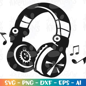 Auriculares svg Auriculares clipart música svg hierro imprimible en impresión corte archivo silueta cricut cameo descarga instantánea vector svg png eps
