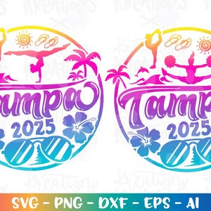 Tampa Florida jubeln SVG Gymnastik Strand Sommer Druck Eisen auf Farbe Schnittdateien Cricut Silhouette Cameo Download dxf png Sublimation