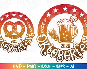 Oktoberfest SVG Octoberfest beer pretzel emblem design logo print iron on decal Cut Files Cricut Silhouette Digital Vector Sublimation PNG