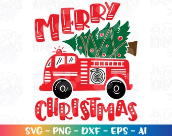 Fire Truck Christmas Tree svg Christmas Tree svg Fire Truck print iron on cut file Cricut Silhouette Instant Download vector SVG png eps dxf