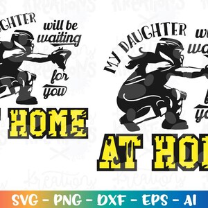 Mi hija te estará esperando en casa SVG Mi nieta Receptor de softbol silueta corte archivo Cricut Silueta Descargar vector png