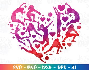 Volleyball heart shape silhouette SVG Valentine's day quote love puns girl print cut Files Cricut Silhouette Cameo download PNG Sublimation