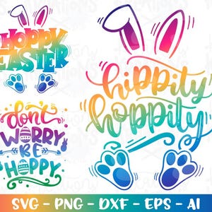 Hippity Hoppity svg easter bunny hand lettered svg easter iron on print cut file Cricut Silhouette Instant Download vector SVG png eps dxf