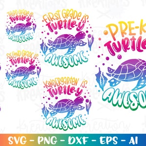 Schulqualität Bundle TURTELY Super svg Meeresschildkröte Strand 1.-6. Prek Bügeln auf Druck-Shirt Schnittdatei Cricut Silhouette Download vektor png dxf