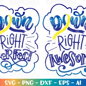 Syndroom van Down Awareness Ribbon SVG Beneden rechts Perfect Awesome jongen meisje kinderen ontwerp afdruk opstrijkbare gesneden bestand Cricut silhouet downloaden png dxf