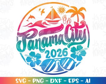 Panama City svg Summer Beach emblem svg hand drawn svg print decal iron on cut file silhouette cricut cameo instant download vector png