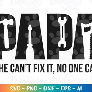 Papa Tools SVG Camisa de presente do dia dos pais PAPA pode consertar caixa de ferramentas impressão de decalque camisa svg arquivos de corte Cricut Silhouette Download instantâneo png dxf