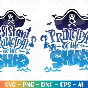 Directeur van het schip SVG assistent-directeur van het schip piraat thema hoed volwassen meisje jongen school gesneden bestanden Cricut Download vector png dxf