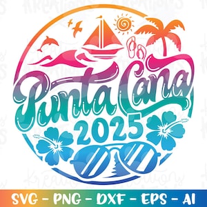 Punta Cana svg Sommer Strand Emblem svg Dominikanische Republik Karibik Druckabziehbild Aufbügler Schnittdatei Silhouette Cricut Cameo Download Vektor png