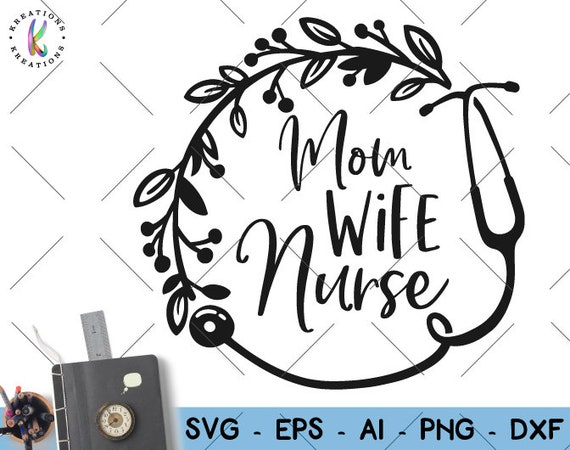 Download Mom Wife Nurse Svg Nurse Wreath Monogram Frame Svg Print Iron Etsy
