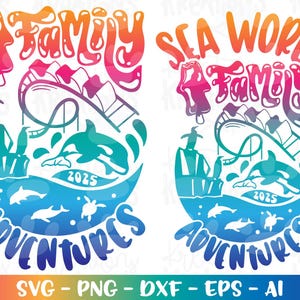 Familie Abenteuer SVG Wasser Achterbahn Eiscreme Orca Wal Pinguine Delfine Druck Aufbügler Schnittdateien Cricut Silhouette Download png