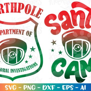 Wydział Badań Behawioralnych SVG Santa Cam SVG Odznaka bieguna północnego drukowana na projektowaniu żelaznym Pliki do cięcia Cricut Silhouette Digital DXF Png