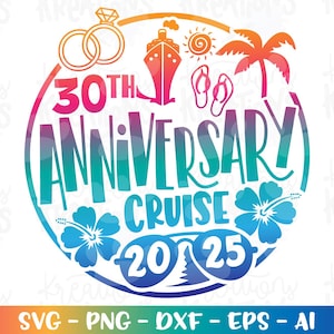 Cruiseschip svg 30e verjaardag cruise embleem cruisin' shirt print svg sticker gesneden bestand silhouet cricut download vector png sublimatie