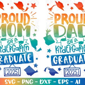 Stolze Mama eines Kindergarten-Graduierten SVG Stolzer Vater Abschlussfeier Abschlusshüte niedlichen Druck Aufbügeln Schnitt Datei Download Farbe Sublimation
